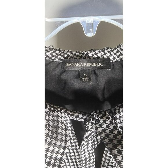 Banana Republic Houndstooth Pattern Shirt Dress Ruffle Business Casual Size S - Picture 3 of 6